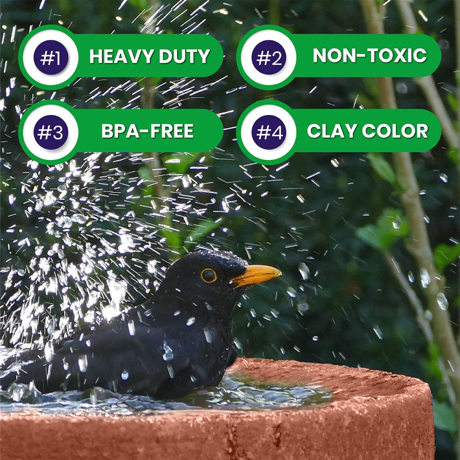 Birdbath Bowls Birdbaths & Supports dia Bird Bath Plastic Dish; Terra Cotta Erva D14CL 14 in