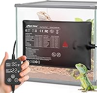 REPTIMATE Reptile Heating Pad with Thermostat, 8x6" 8W Under Tank Heater Mat IP67 Waterproof for 10-20 Gal Tanks - Turtles, Bearded Dragons, Snakes