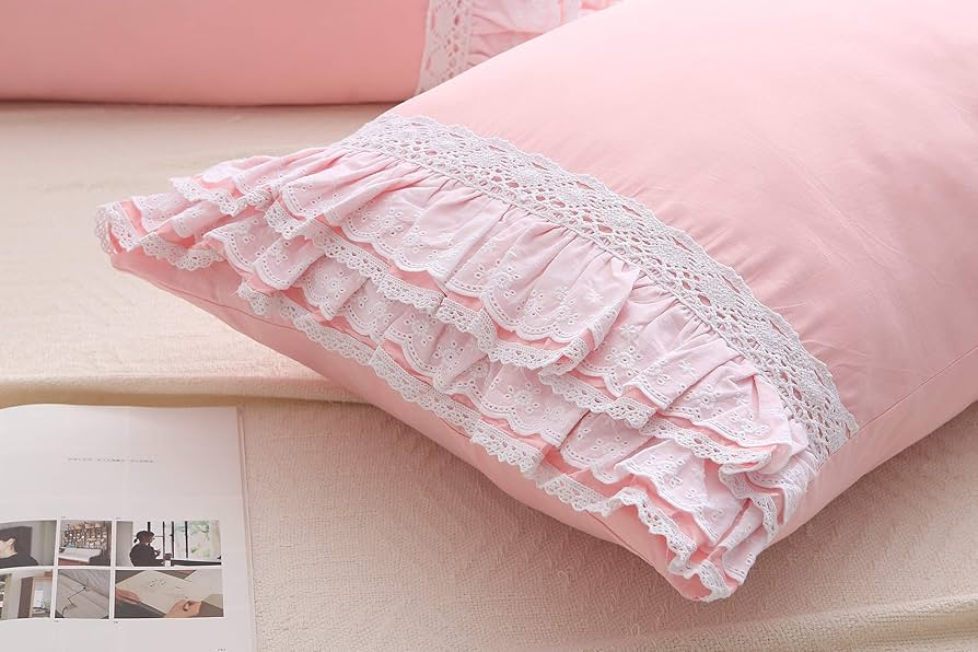 Amazon｜Meaning4 ピンク枕カバーケースカバー2枚パック フリル