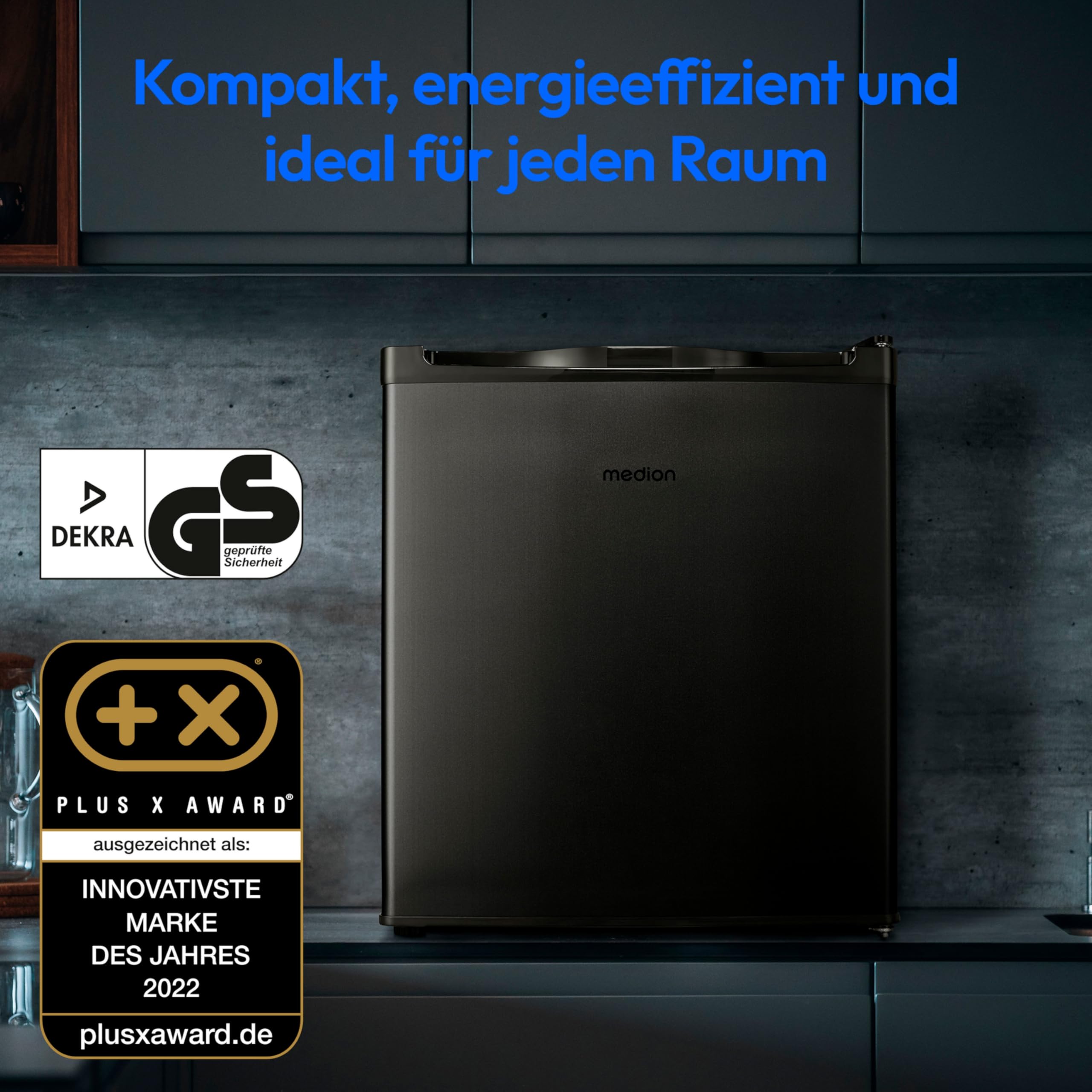 MEDION Mini Gefrierschrank 33 Liter 51cm 4 Sterne MD37675 grau