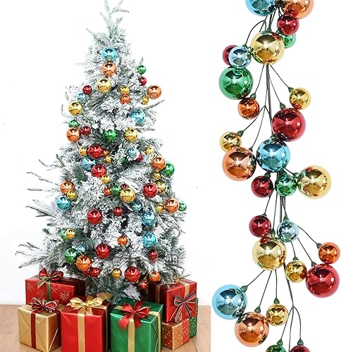 Multicolored Christmas Ball Garland Dailyart 4ft 48pcs Colorful Hanging Balls Or