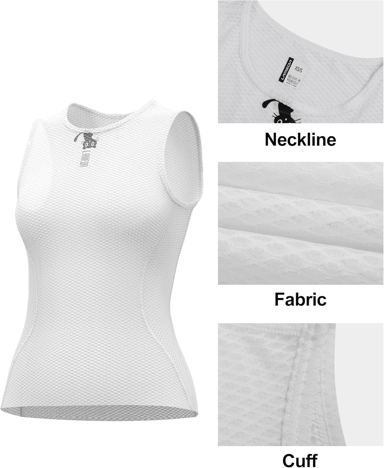 LAMEDA Women Sleeveless Cycling Undershirt Quick Dry Bike Base Layer Vests Mesh Breathable Bicycle Jerseys Biking Tank Tops