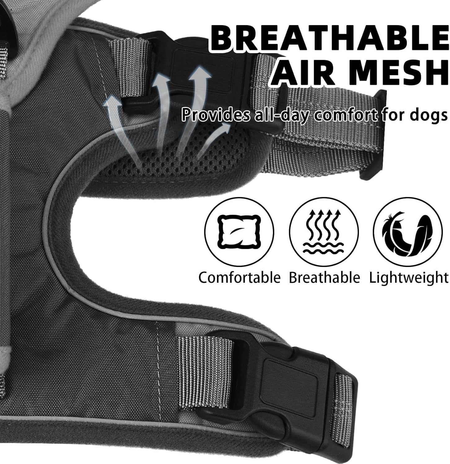 PUPTECK Escape Proof Dog Harness and Leash Set Upgraded No Pull Reflective Dog Vest with Lift Handle, Easy Control Pet Harness for Medium Large Dogs Training Walking Running