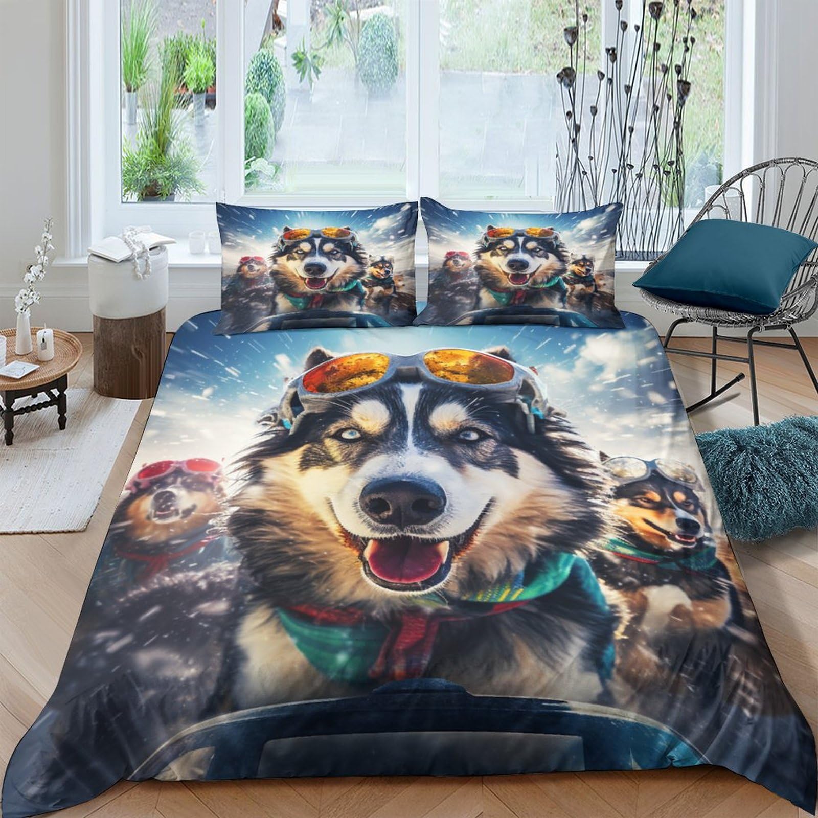 Housse de couette animaux 200x200 cm infroissable pour lit enfant
