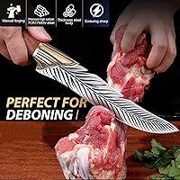 Vista 2 de Cuchillo vikingo de pluma ROCOCO, cuchillo japonés para deshuesar con funda, colección para camping al aire libre, barbacoa, cumpleaños, idea