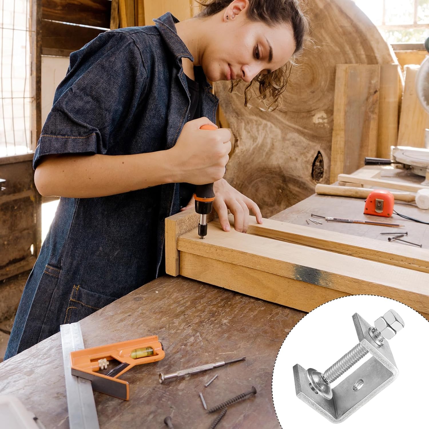 1.2 Inch 304 Stainless Steel C Clamp, 2 Pack Heavy Duty Metal Small Clamps with 26mm Wide Jaw Openings for Woodworking, Welding, Building Household
