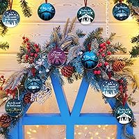 Vista 4 de Karenhi 6 adornos de Navidad de Navidad de Noche Santa, adornos religiosos cristianos para árbol de Navidad, cerámica redonda de Jesús, Belén