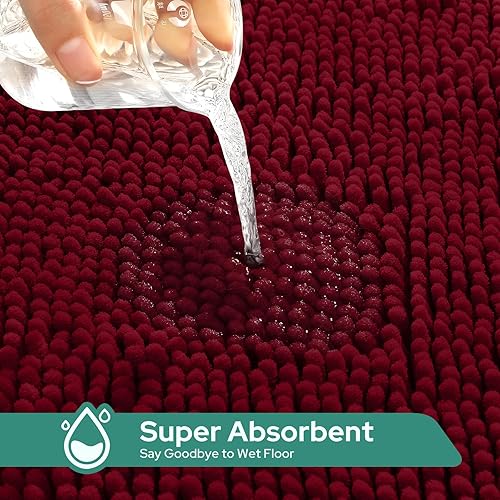 Miniatura 4 de HomeIdeas juego de 3alfombras de baño, incluye alfombrilla de inodoro en forma de U, alfombrilla de baño y cubierta para tapa de inodoro, lavables a