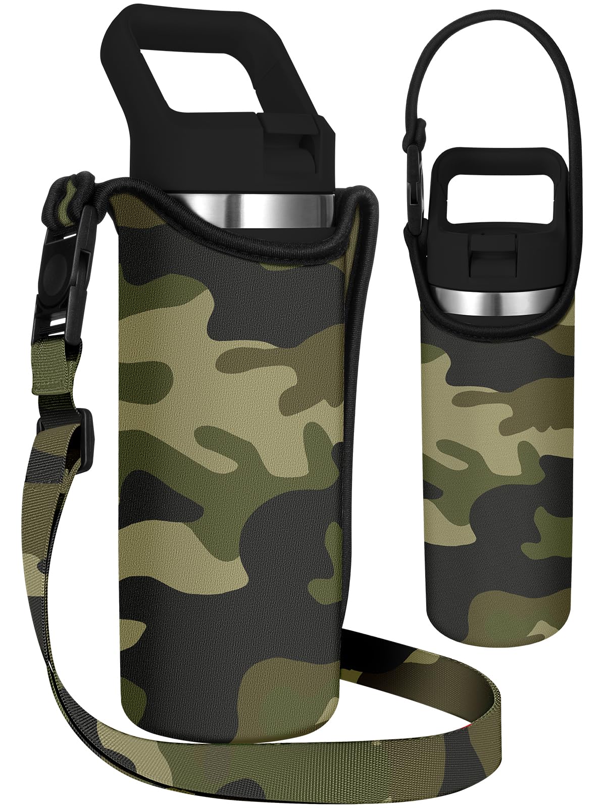 Miss Adola Water Bottle Carrier with Strap - Handheld Kids Water Bottle Holder for 14-20 oz Cute Cartoon Design Neroprene Crossbody Bottle Sling Bag for Boys Girls for Insulated Drink Bottle, GN Camo