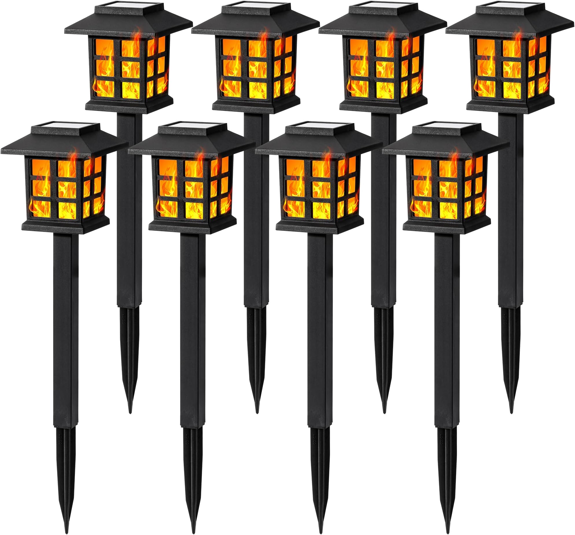 GIGALUMI Solar Lights for Outside,8 Pack Flickering Flame LED Solar Outdoor Lights, Waterproof Solar Garden Lights Maintain 10 Hours of Lighting for Christmas, Garden, Landscape, Path, Yard, Patio