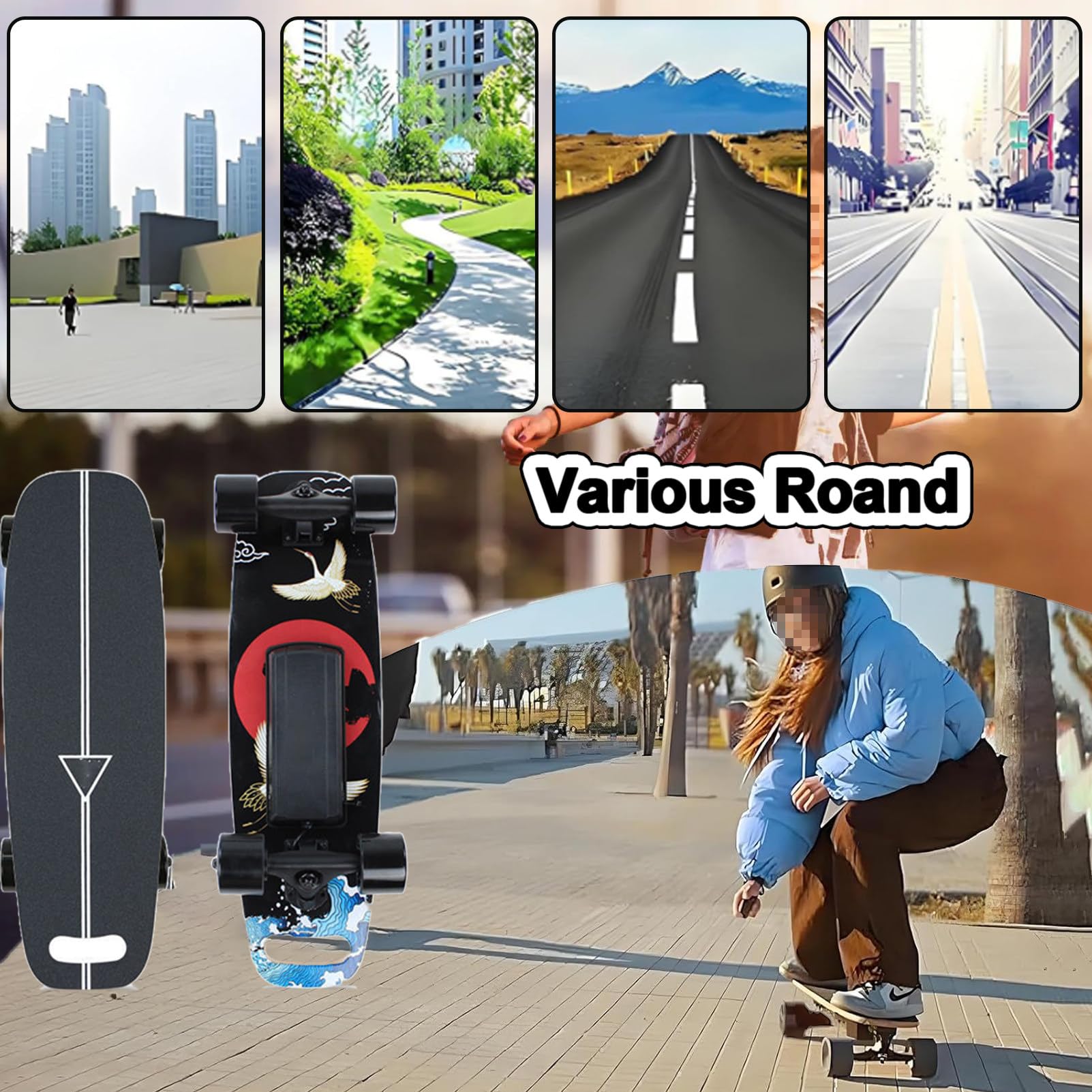Skateboard éLectrique avec TéLéCommande, Skateboard Cruiser Classique, Vitesse De Pointe De 56 Km/H à 64 Km/H,Adapté Aux Adultes Et Adolescents DéButants 1-Daisy(16km)