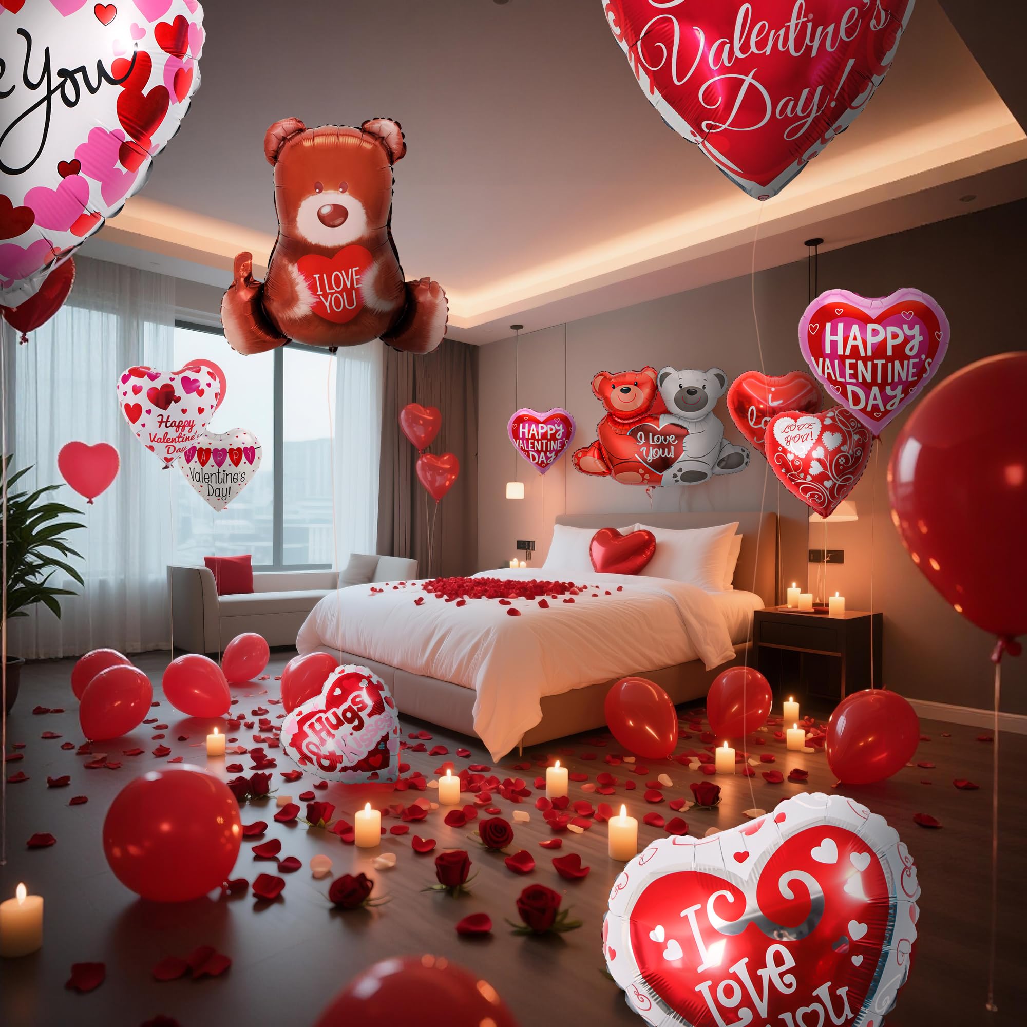 Luftballons zum Valentinstag, "Happy Valentines Day", rote Herz-Luftballons mit Aufschrift "I Love You", Mylar-Ballons für Jahrestag, besondere Nacht, Party, Dekoration, Hochzeit, Valentinstag