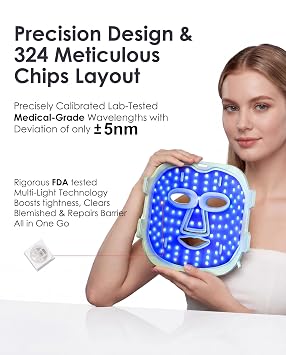 Red Light Therapy Mask for Face, FDA Cleared 324LEDs