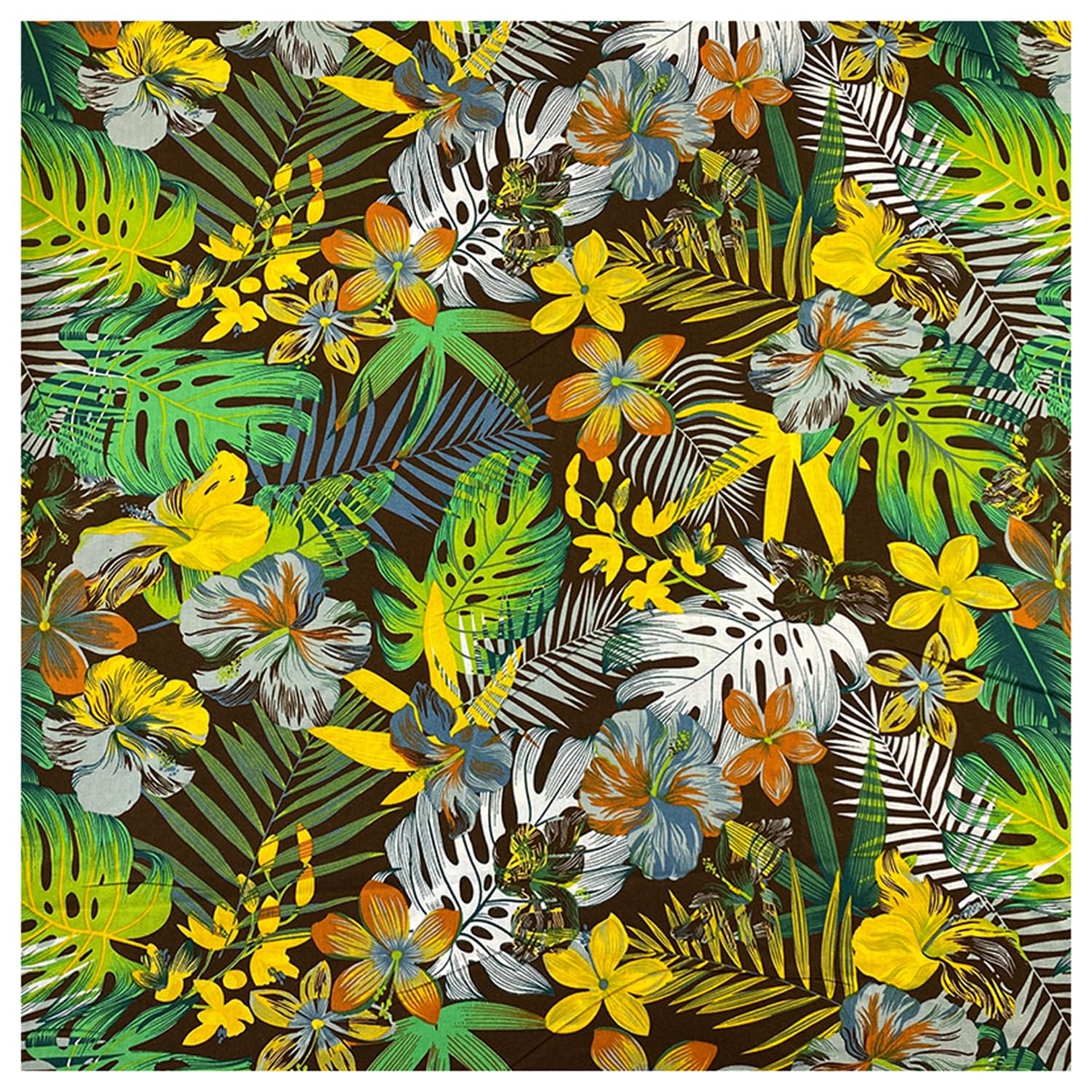 Tessuto in cotone da cucire, motivo tropicale, 100% cotone, tessuto per cucire, fiori, vendita al metro, tessuto di lino stampato, per artigianato, tessuto decorativo, giallo, 500 x 150 cm