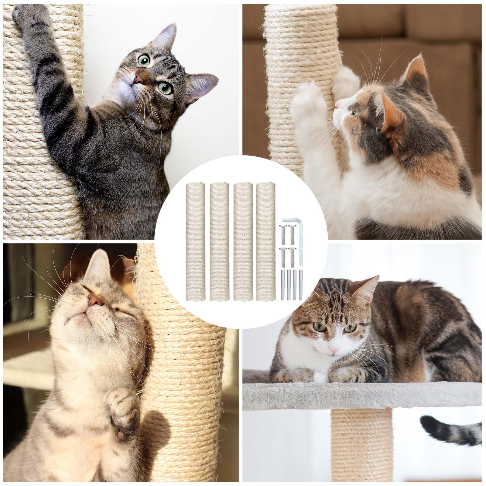 4 Pezzi Tiragraffi di Ricambio, Pezzi di Ricambio Tiragraffi per Gatti da 40 cm con Viti M8 Tiragraffi per Gatti Sisal per Gatti Torre per Albero per Gatti