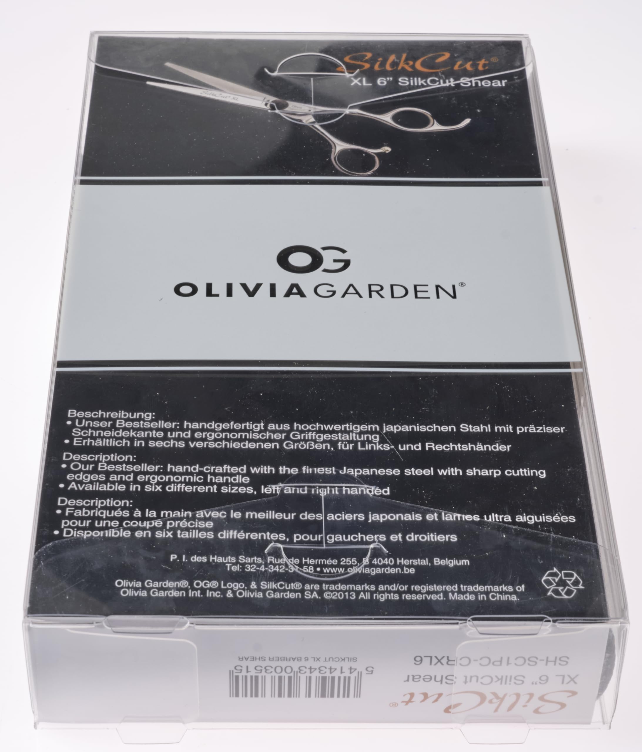 Olivia Garden Silkcut XL 6.0" - Nożyczki Fryzjerskie w Etui - Ergonomiczny Uchwyt, Większe Otwory na Kciuk i Palce, dla Profesjonalnych Fryzjerów