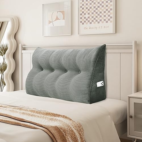 Miniatura 40 de Almohada de cuña para sentarse en la cama, almohada de lectura para adultos, soporte para respaldo, almohada de cabecero, sofá cama, cojín