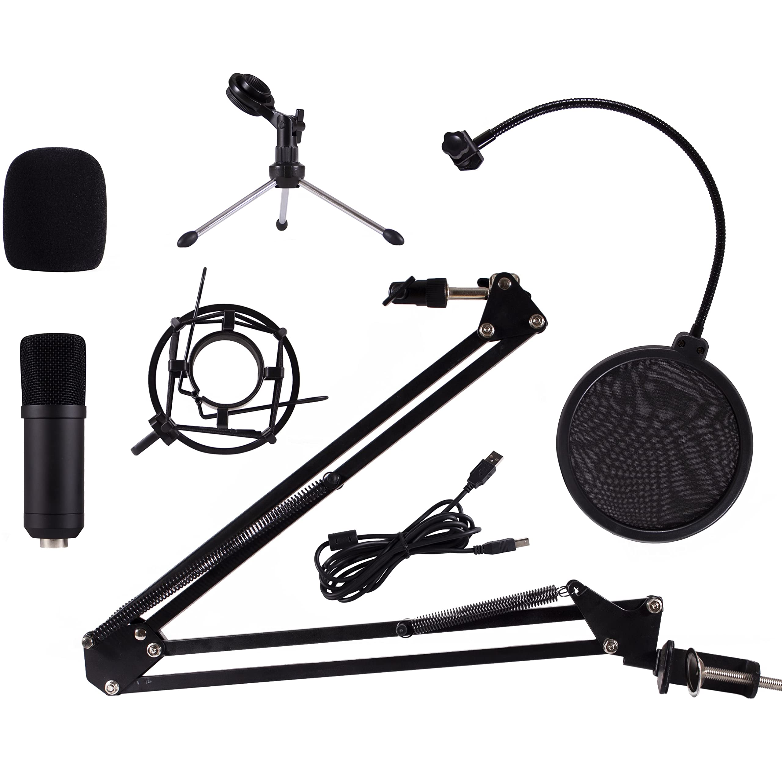 CoolBox CoolCaster – Micrófono Streaming USB Patrón Polar Cardioide con Trípode + Soporte de Brazo Extensible y Filtro Pop. Ideal para Podcast, Streaming, Gaming, Youtube, Twitch