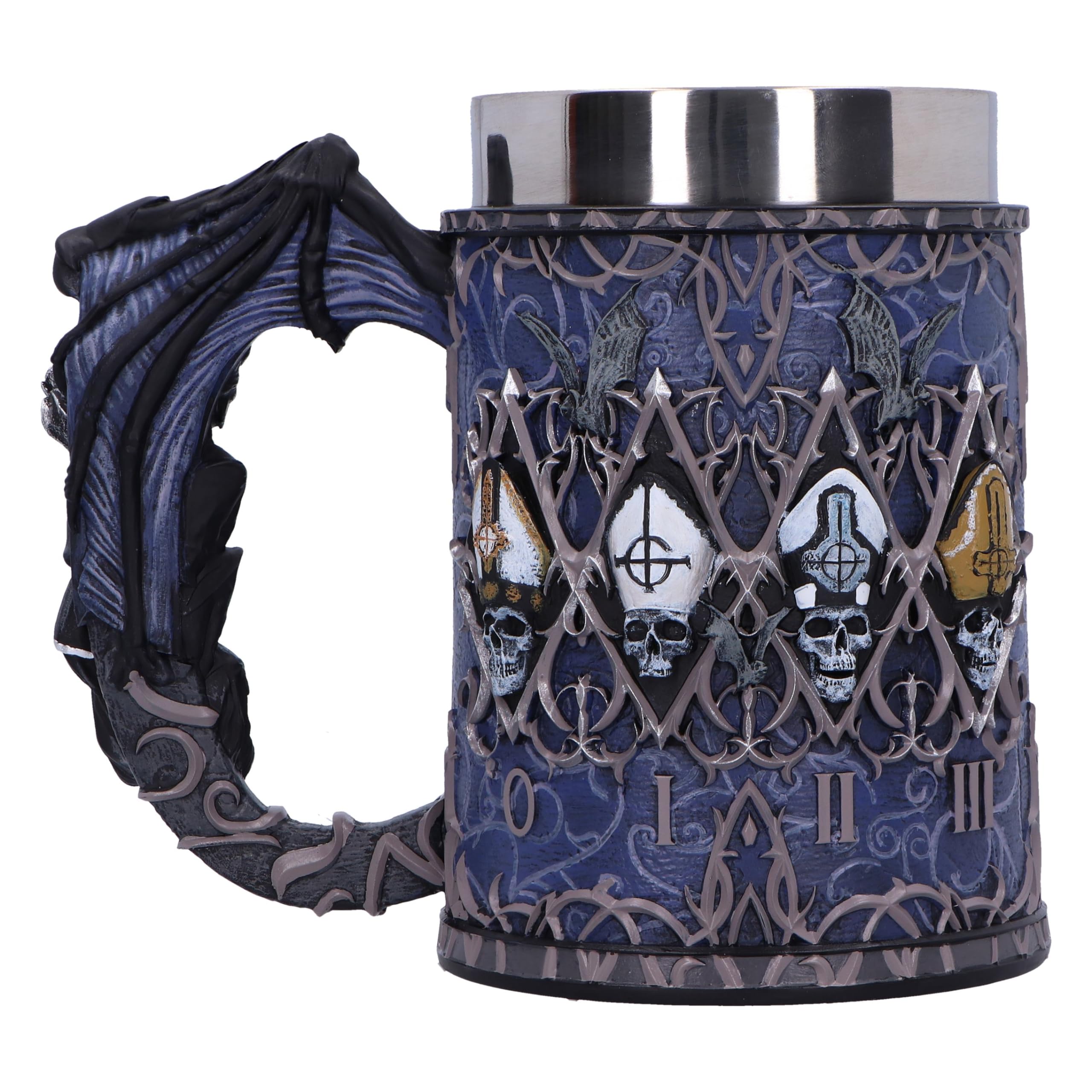 Nemesis Now Ghost Papa Emeritus Evolution Chope en résine 15,5 cm Produit officiel Ghost Chope Ghost Band Tasse à bière moulée dans la meilleure résine peinte à la main