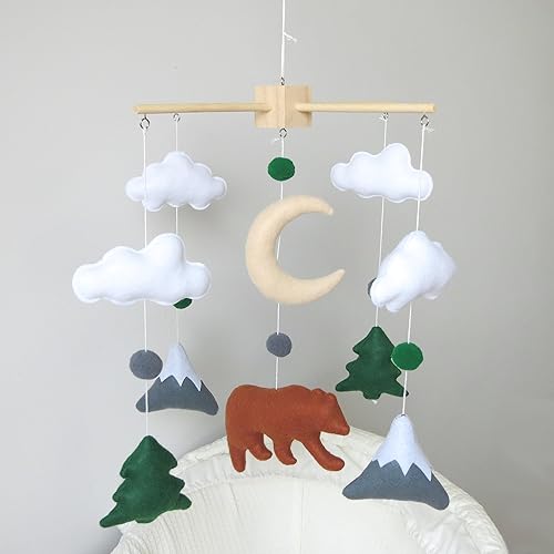 Miniatura 6 de Woodland Bear Mobile para cuna Woodland Baby Mobile Woodland Theme Nursery Decor