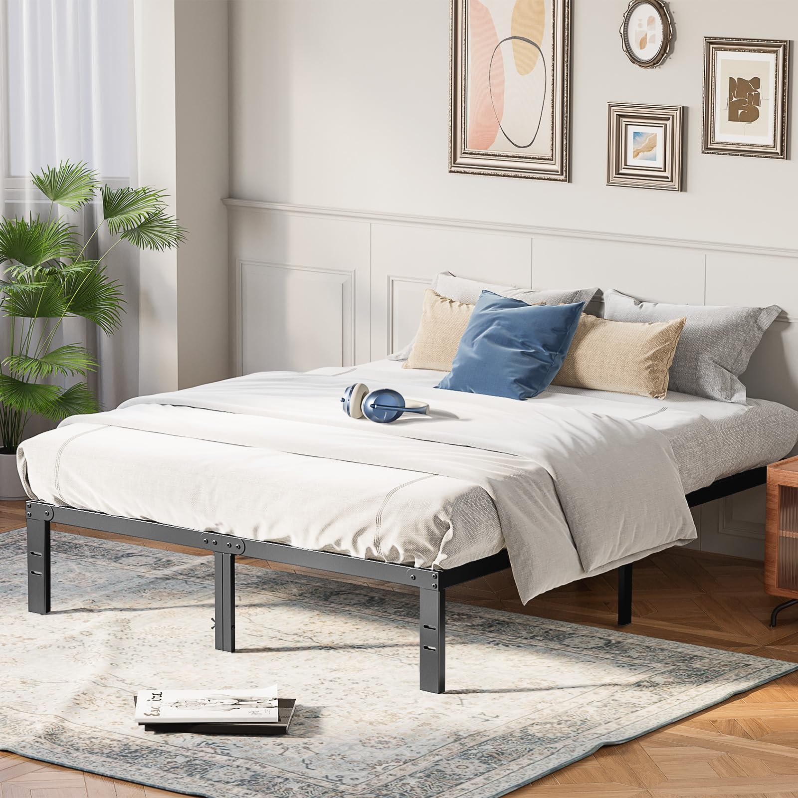 Best King Size Mattress Frame Picks for 2026 3 OLIXIS Metal King Bed Frame - 14in High with Storage Space, No Box Spring Needed — product photo