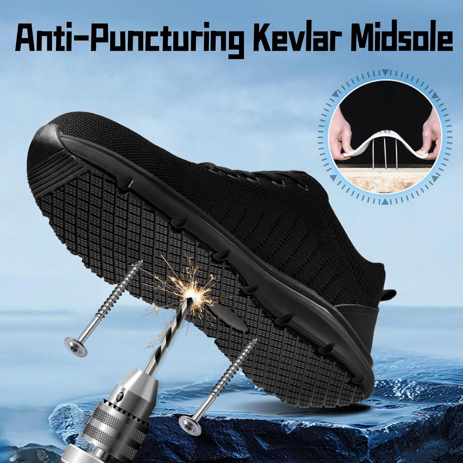 Steel Toe Shoes for Men Work Shoes Lightweight Safety Sneakers with Kevlar Puncture Resistant Midsole for Construction Warehouse Work - Image 6