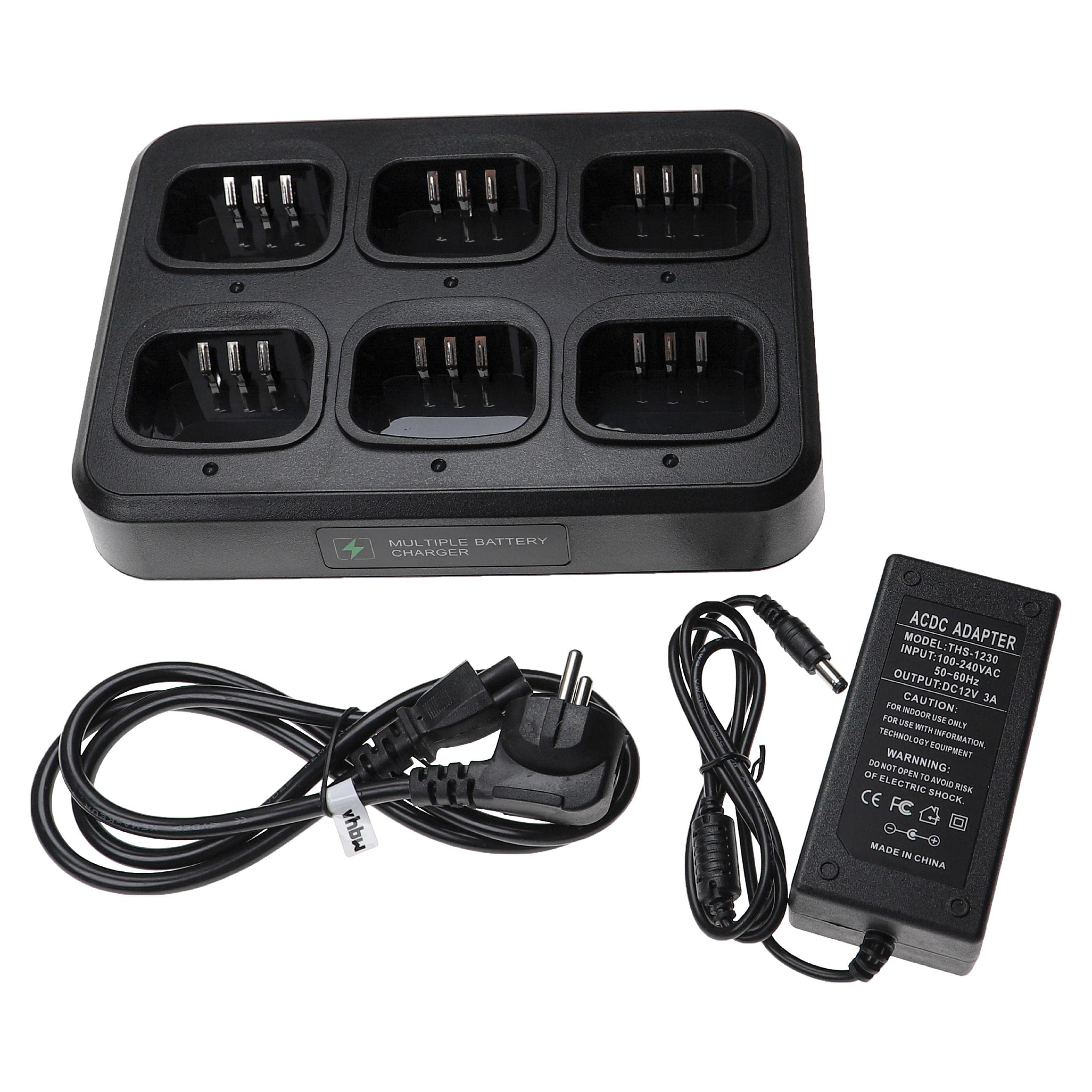 vhbw Cargador 6 Compartimentos Compatible con Boafeng BL-5 baterías de Radio - Estación de Carga + Fuente de alimentación, 8,4 V, 0,5 A