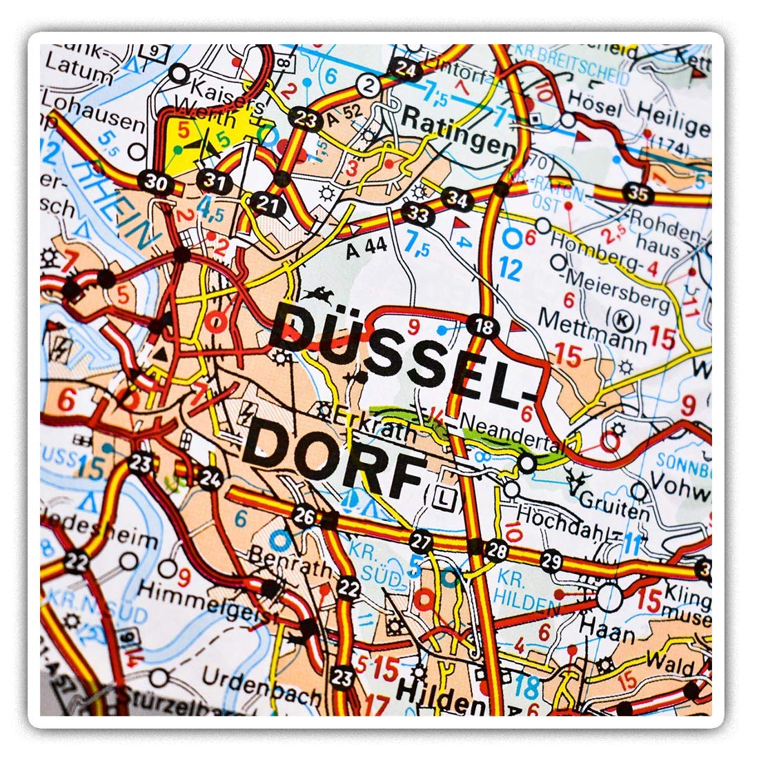 Destination Vinyl Ltd Multi 2 X Square 7.5Cm Vinyl Stickers - Dusseldorf Germany German Travel Map City 44920