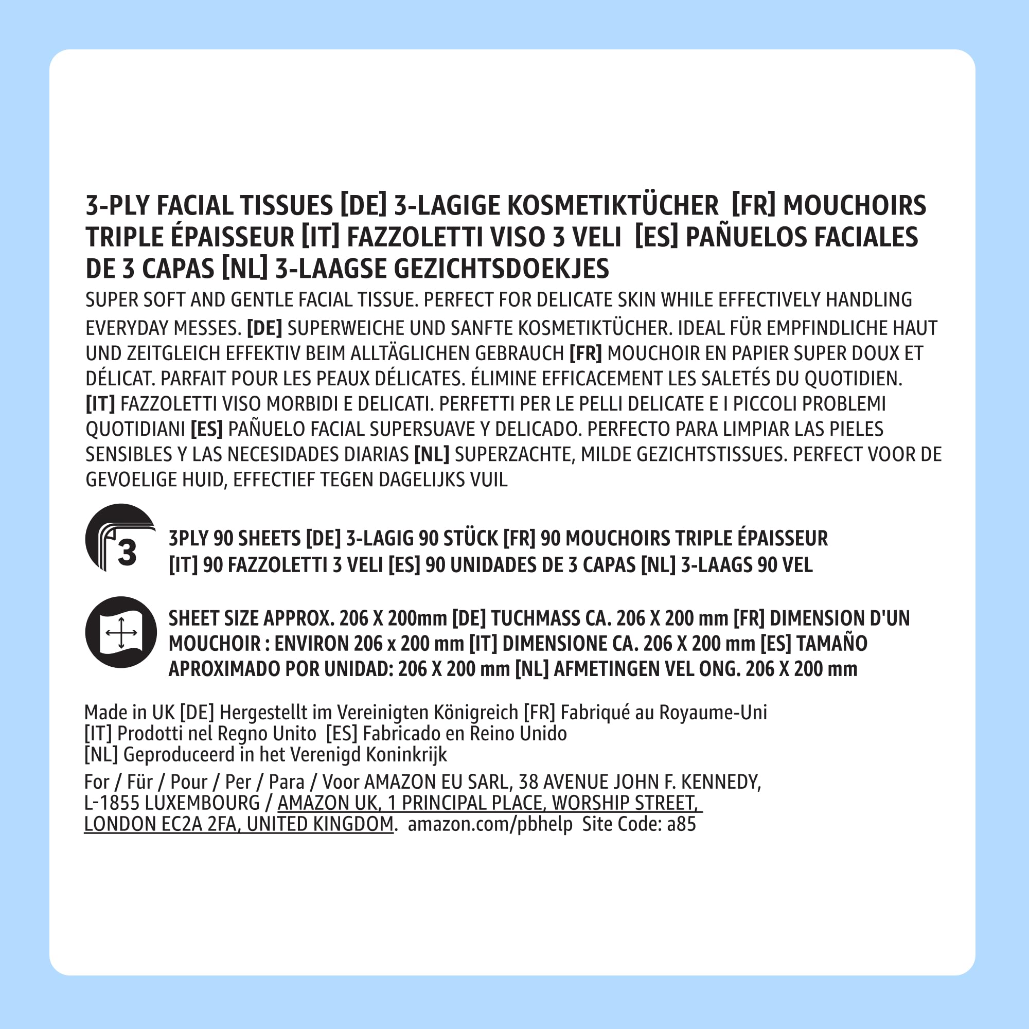 by Amazon Pañuelos de 3 Capas, 1080 hojas (12 Paquetes de 90 Hojas)