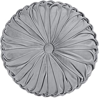 10 Living Room Ideas With Grey Couch That Feel Balanced and Stylish 14 Lush Decor Round Pleated Soft Velvet Decorative Throw Pillow, 1 Count, 1...