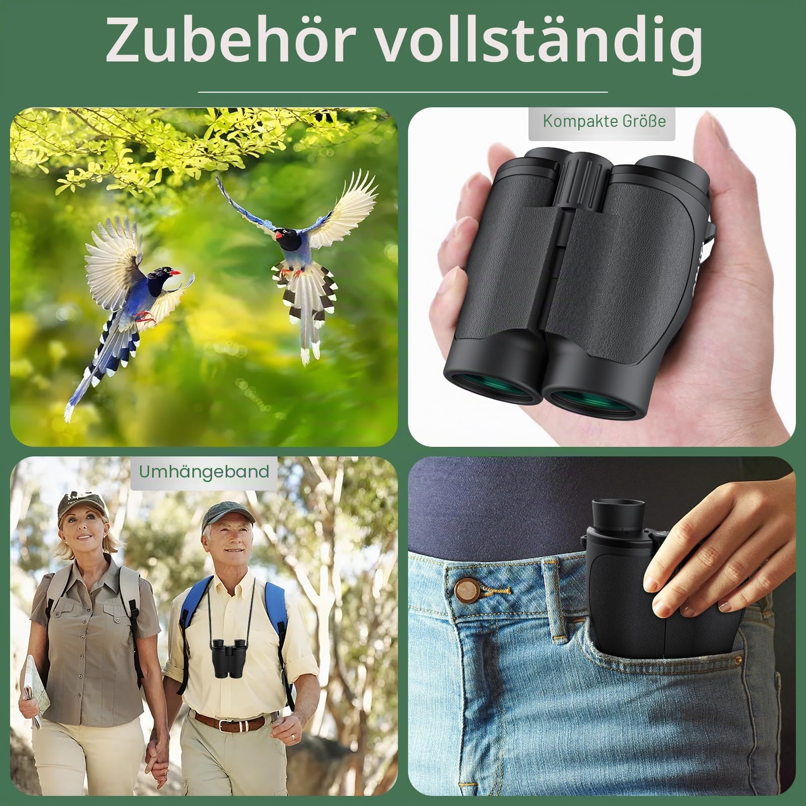 Kompaktes Fernglas für Erwachsene, Hochleistungsfernglas, 20x32 Mini-Fernglas für Erwachsene und Kinder mit Sicht bei schwachem Licht, ideal für Jagd, Kreuzfahrten, Reisen, Konzerte, Wandern