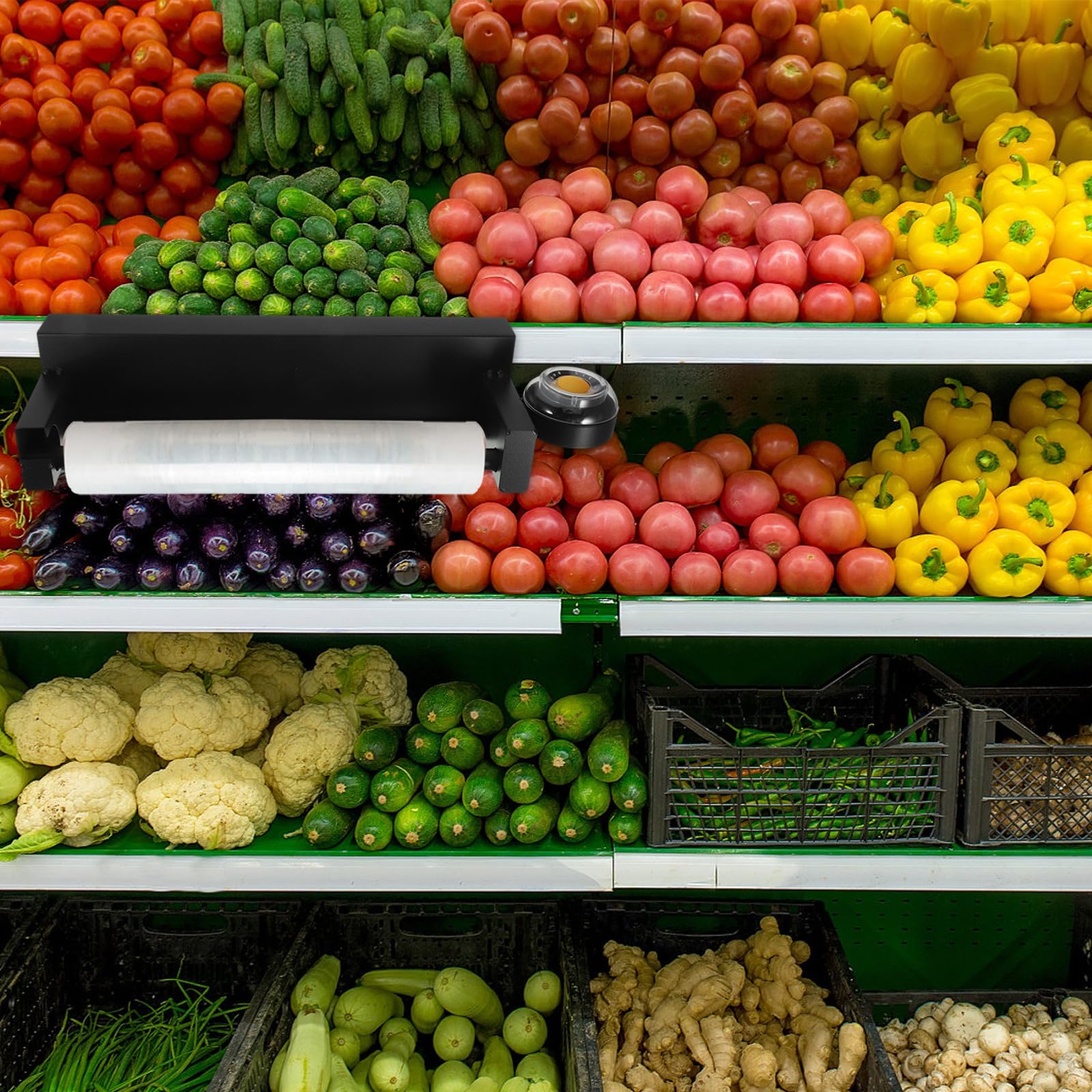 FRCOLOR Soporte para Bolsas de Supermercado Negro de Hierro, Dispensador Montado para Rollos de Bolsas Plásticas, Estante Compacto para Puerta y Almacenamiento en Comercio y Hogar