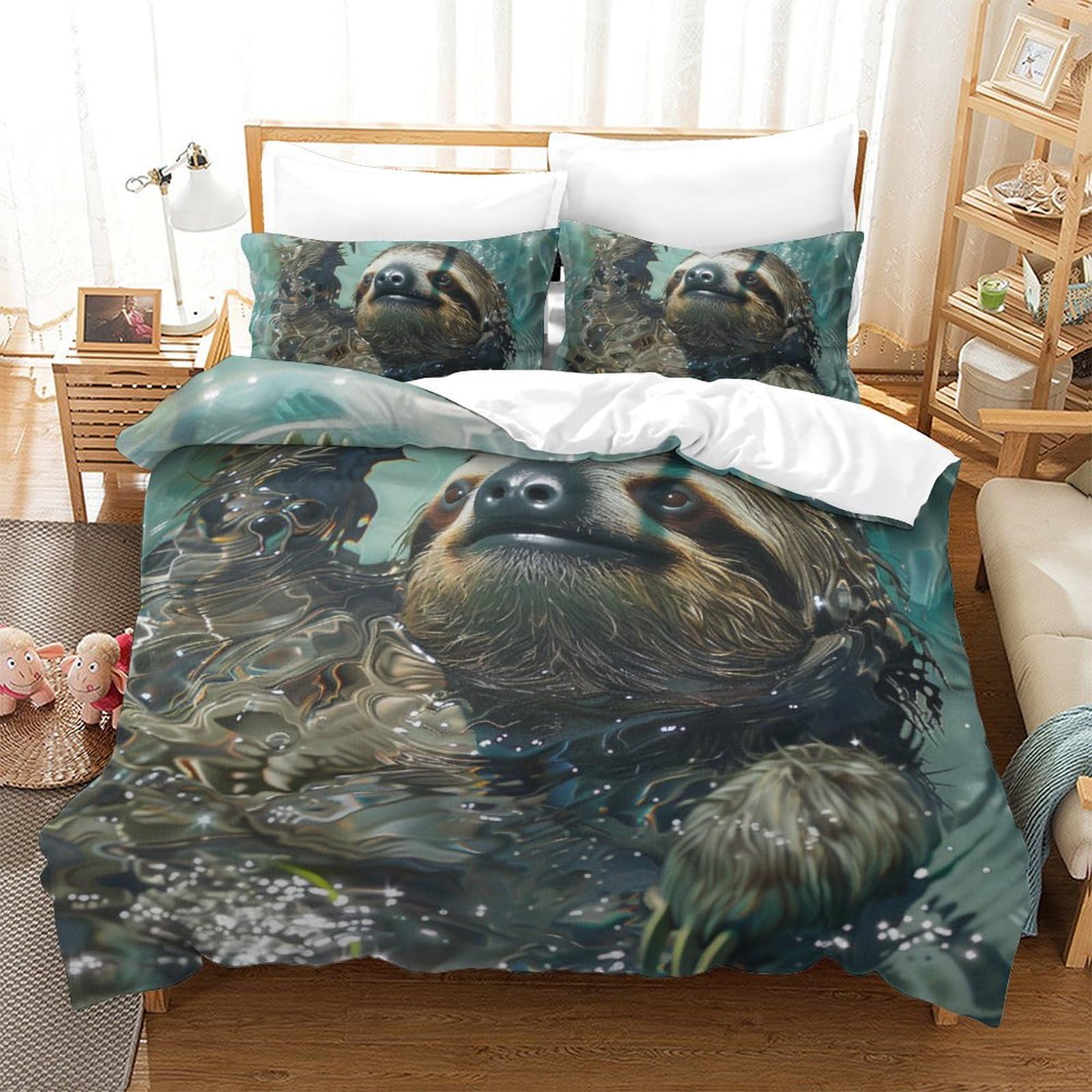 Parure de lit loutre d'arbre housse couette 200x200cm respirante contre la chaleur