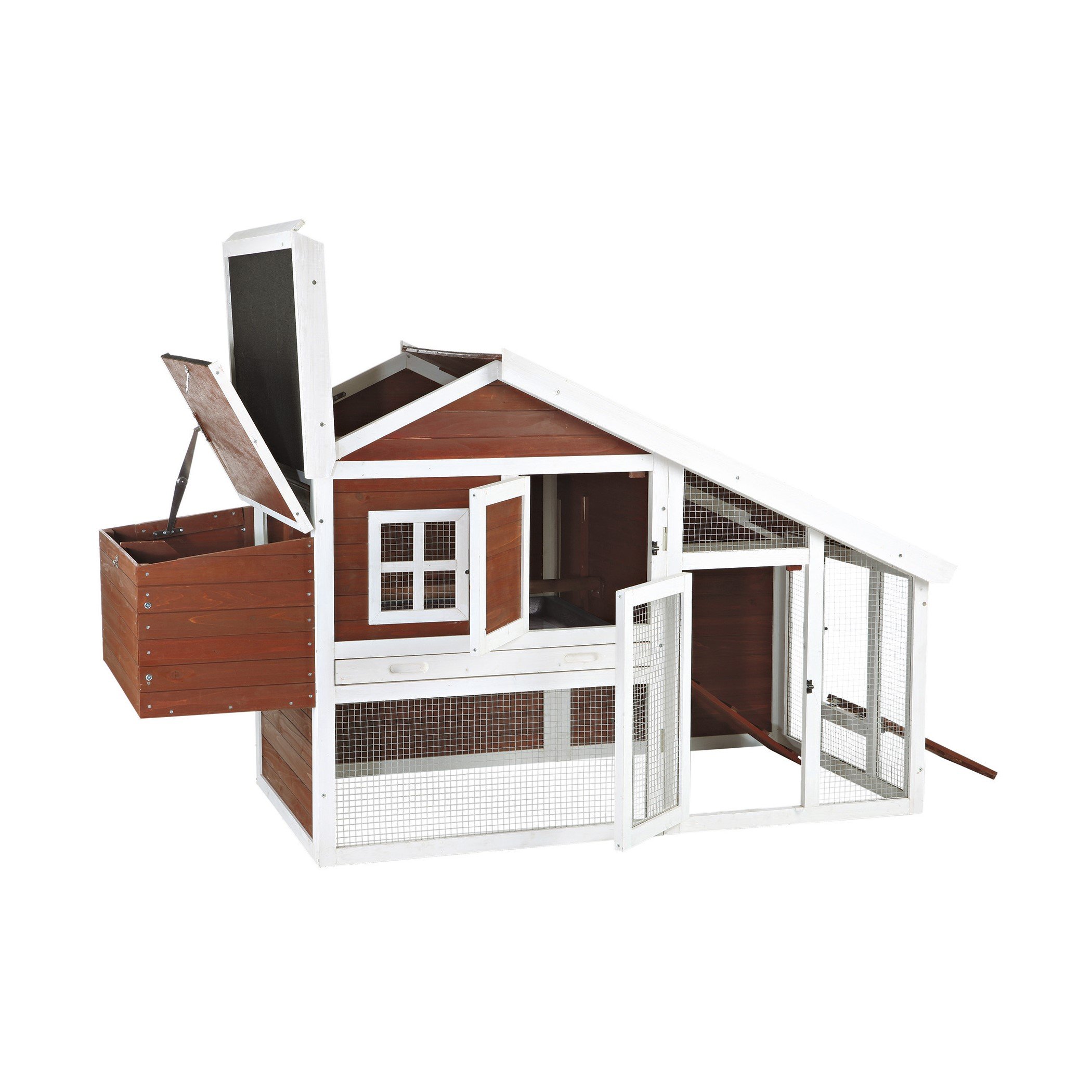 TRIXIE Natura 72in Enclosed Outdoor Chicken Coop with a Run and