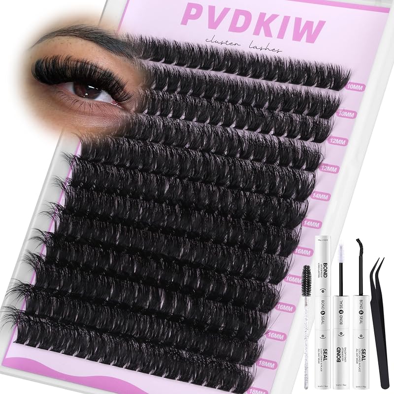 Kit de cílios postiços em tufos PVDKIW 100D com curvatura D, 192 unidades
