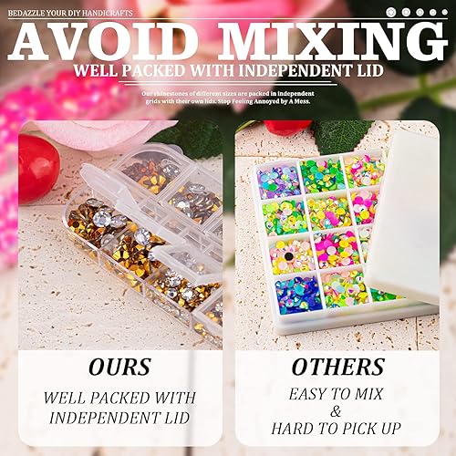 Miniatura 5 de Diamantes de imitación de resina para manualidades, 23450.236 in, 2 cajas de diamantes de imitación de oro mineral que no se calientan para