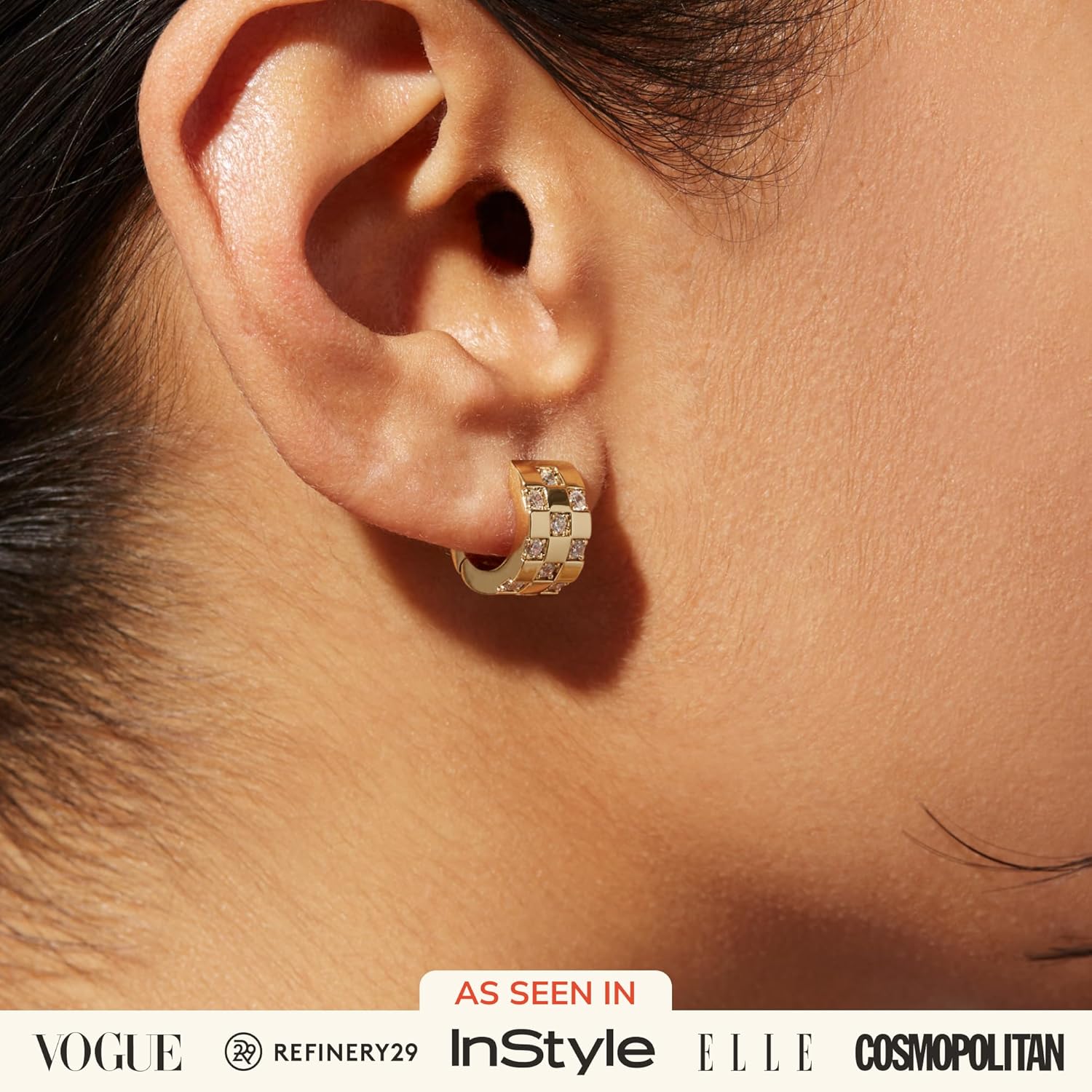 Ana Luisa Eden Huggie Hoop Earrings for Women - Chunky 14K Gold Plated & Silver Rhodium Plated Hoops with Cubic Zirconia - Hypoallergenic, Water-Resistant, Tarnish-Free Dainty Womens Earrings - Image 2