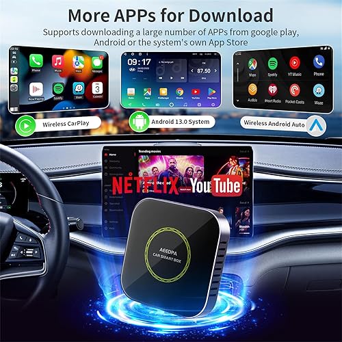 Miniatura 8 de Netflix - Adaptador CarPlay Ai Box, 8 GB 128 GB, 3 en 1 para transmisión de video de automóvil, adaptador inalámbrico Carplay para iPhone y Android
