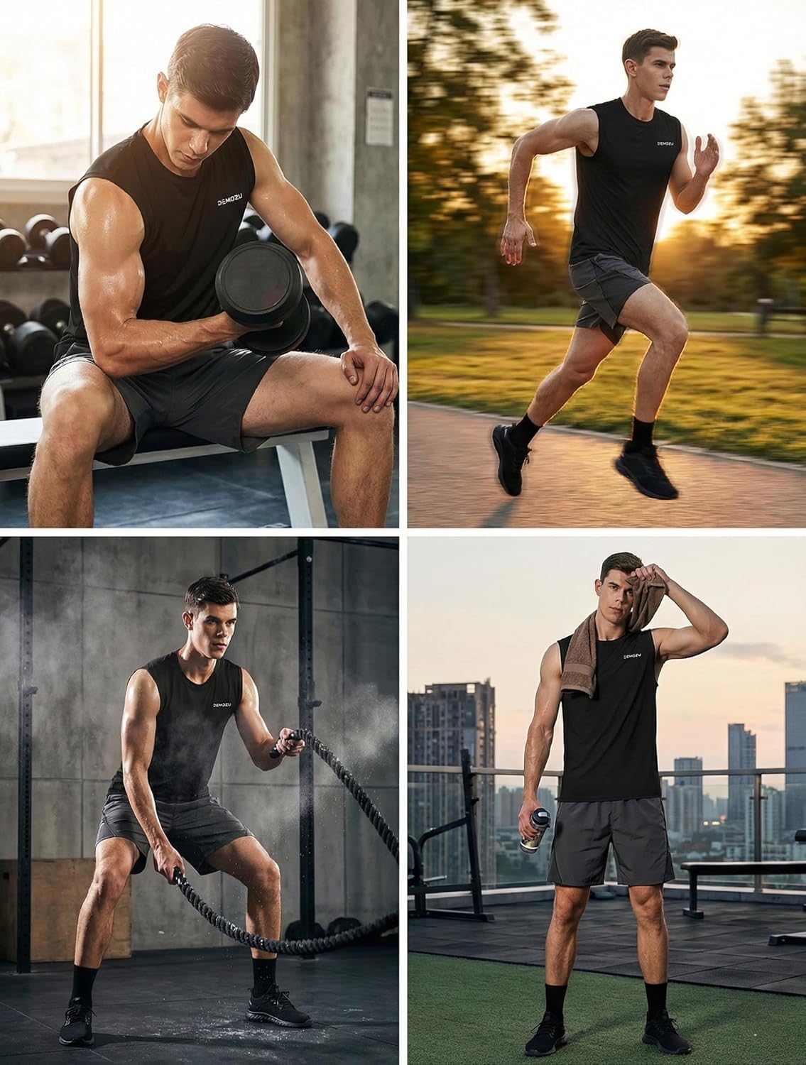 DEMOZU Men’s Quick-Dry Sleeveless Workout & Swim Shirt – Moisture-Wicking Athletic Tank Top (Big & Tall) - Image 5