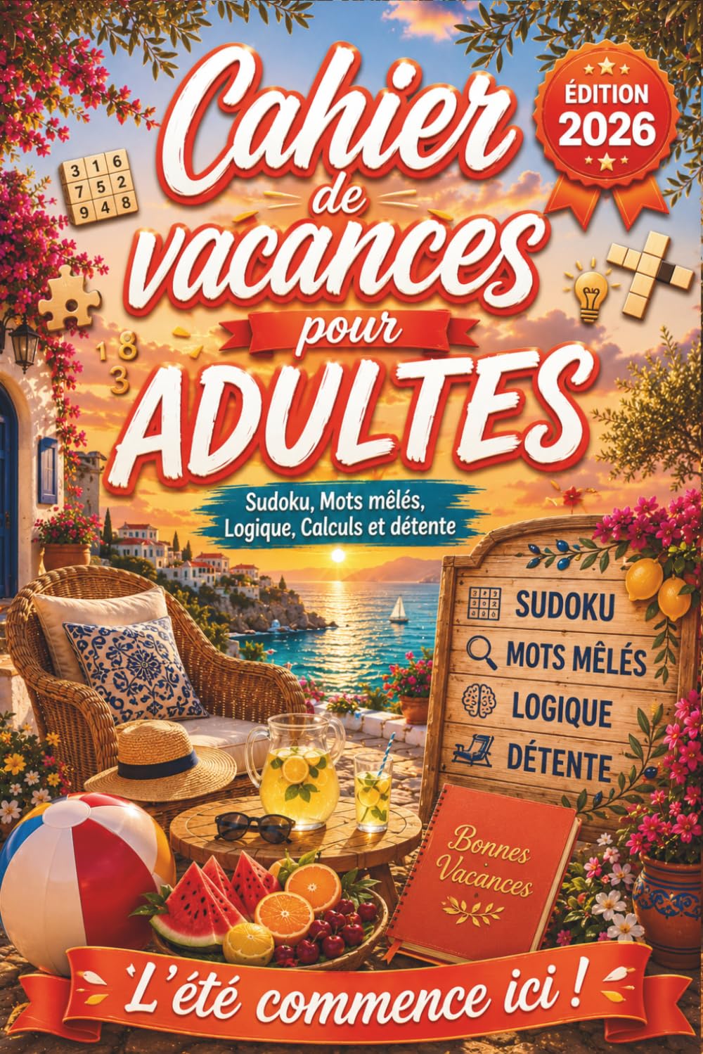 Cahier de vacances pour adultes 2026 : Cadeau fin d’année original & personnalisé – Jeux variés & des activités ludiques pour savourer une pause bien méritée