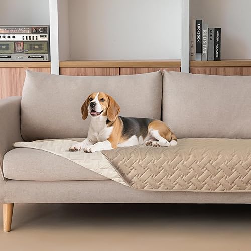 Miniatura 15 de gogobunny Manta impermeable 100 % de doble cara para perro, funda de cama suave para mascotas, reversible, protege muebles, sofá, auto para Beige