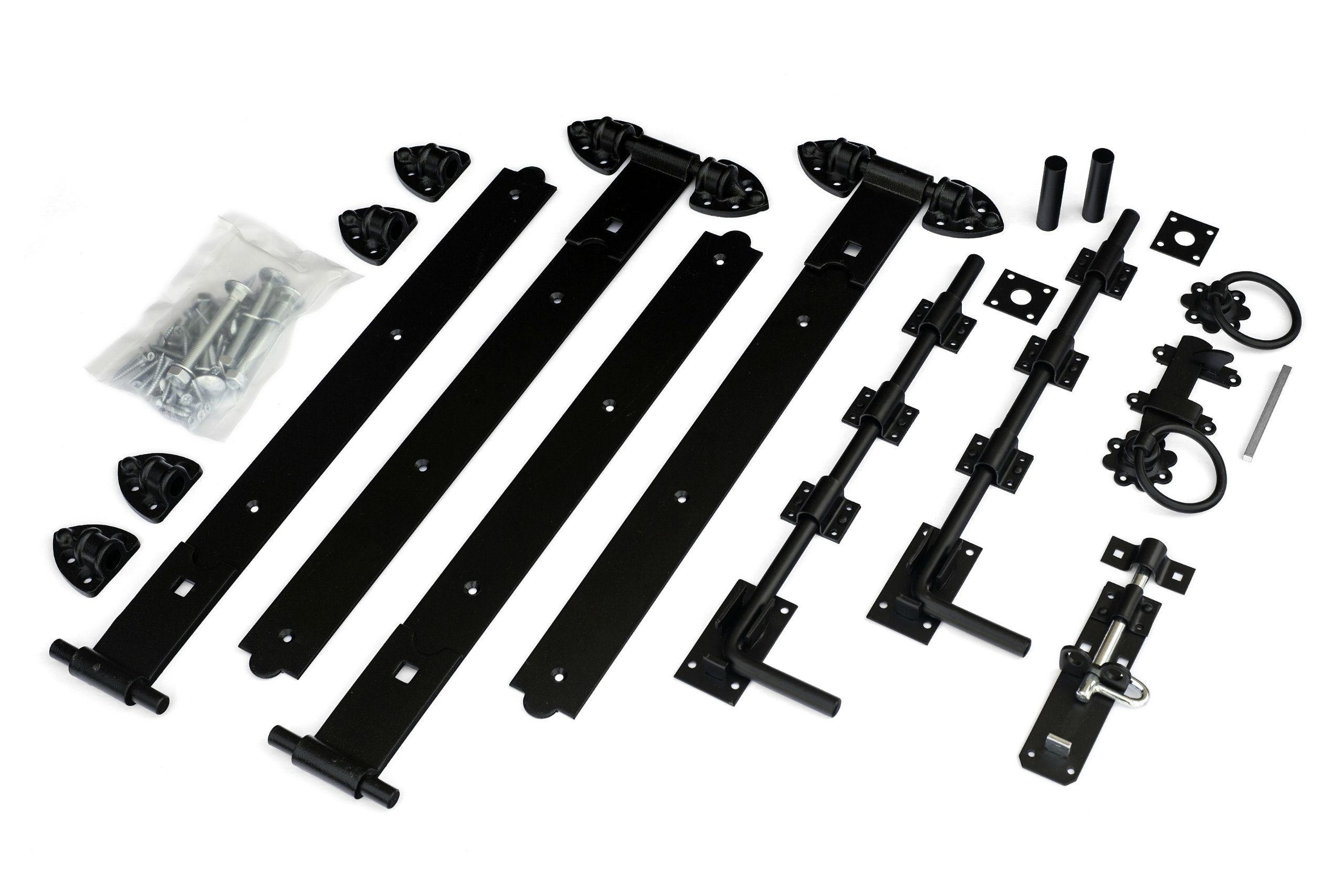 1st Fix South Black 600mm (24")Heavy Reversible Gate Hinge Kit For Double Gates/Doors