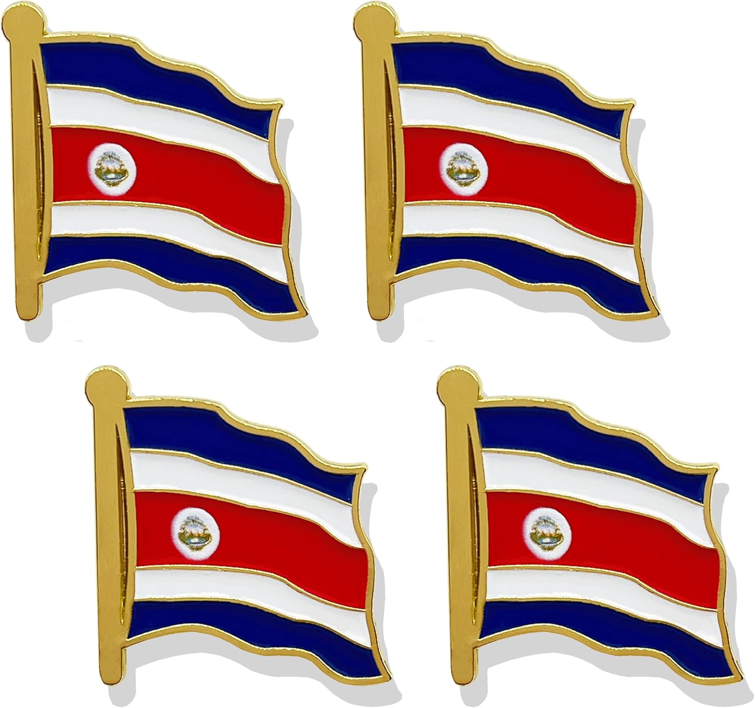 stidsds Costa Rica Flag Pin - Costa Rica Flags Pins Lapel Costa Rica Flag Enamel Lapel Pin Men Women Suit & Waving Patriotic Metal Badge Souvenir Hat Backpacks Decoration(4 Pack)