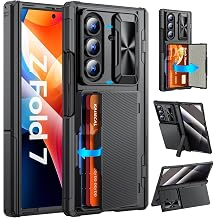 Kaiiecal for Samsung Galaxy Z Fold 7 Case with Screen Protector [Cards Holder] [Camera Cover] [RFID Blocking] [Dual-Stand] Hinge Cover Durable Shockproof Protective Phone Case for Z Fold 7 2025, Black