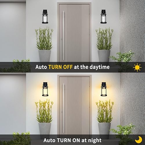Miniatura 2 de PARTPHONER Linterna de pared LED con sensor de atardecer a amanecer, 10 W, 540 lúmenes, impermeable IP65, ideal para porche, garaje, patio, pasillo,