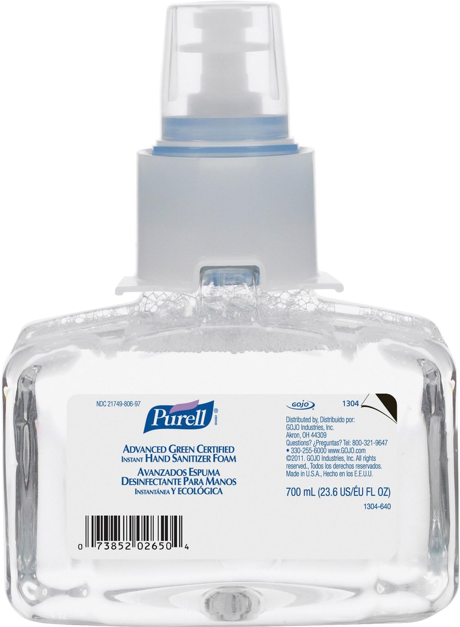 Gojo 130403CT Hand Sanitizer Refill f/LTX-7, 700ml, 3/CT, Clear