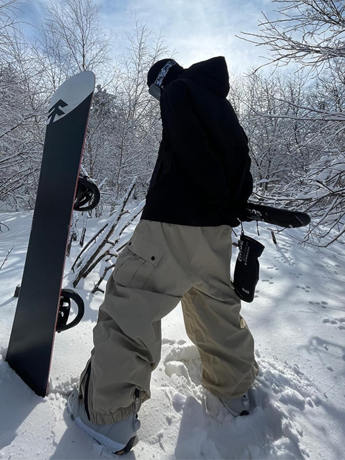 Men's Baggy Cargo Snow Pants Warm Insulation Ski Pant Snowboard Outdoor Hiking