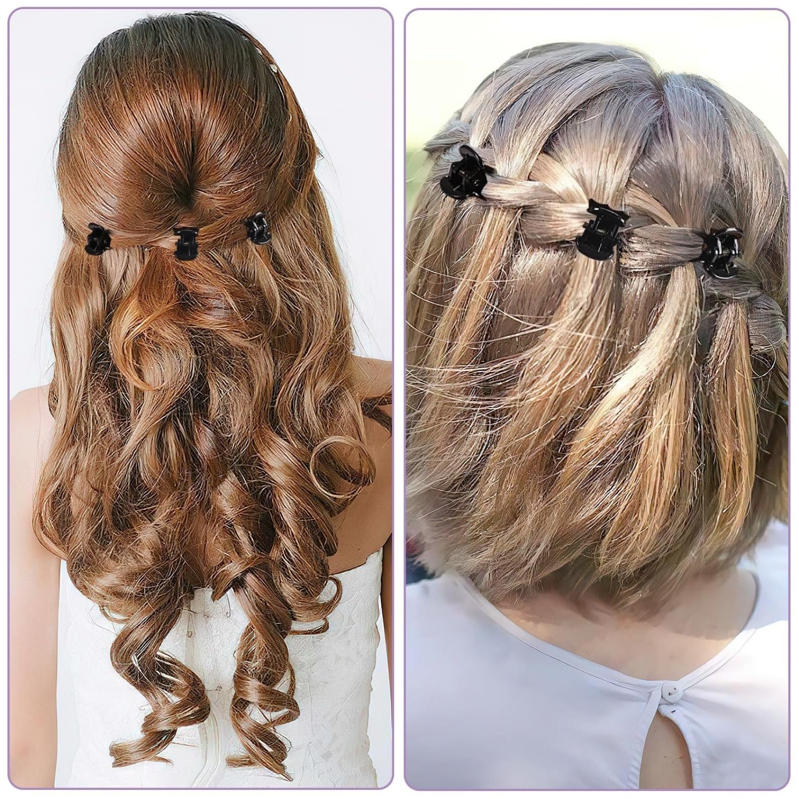 Haarkamm Damen 48 Packungen kleine Mini-Haarspangen, Krallen-Haarklemmen für Mädchen und Frauen, kleine Haarspangen, Kunststoffbackenklammern Haarkamm Zum Stecken(Black)
