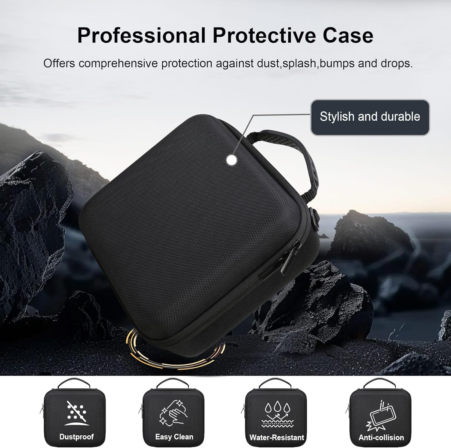 RAIALL Camera Case for Canon EOS Rebel T7/ R50/ R50V/ R100/ R5/ R6 Mark II/ R7/ R8/ R10/RP/T6/ Sony/Nikon D7500 Camera, Hard Carrying Case Protective Travel Bag Fits Lens, Tripod, Batteries, Black - Image 8