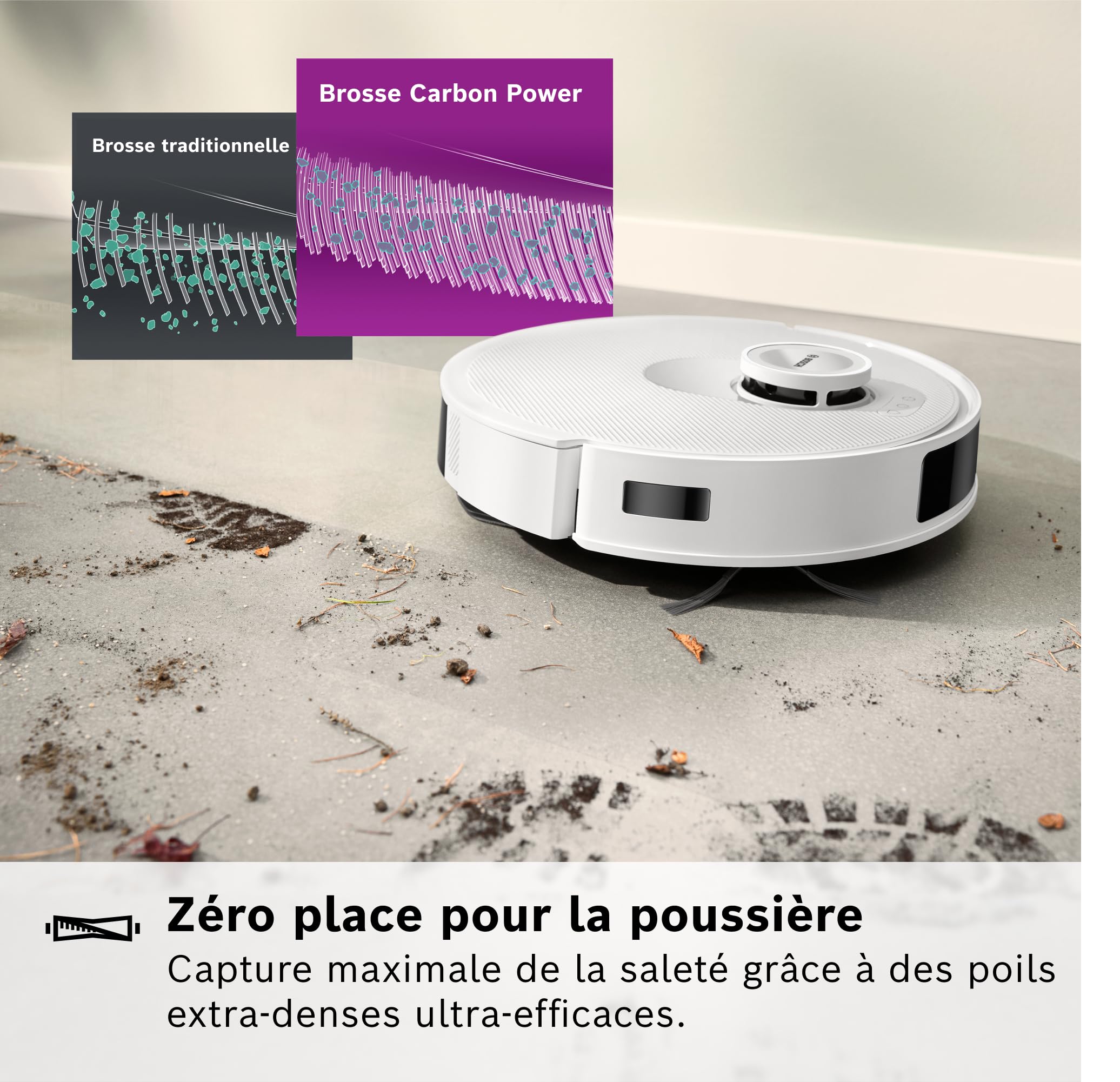 Bosch BCRD1W Spotless+ - Robot aspirateur-laveur, anti-emmêlement